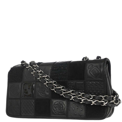 Chanel * 2005-2006 Black Lambskin Icon Patchwork Single Flap Shoulder Bag