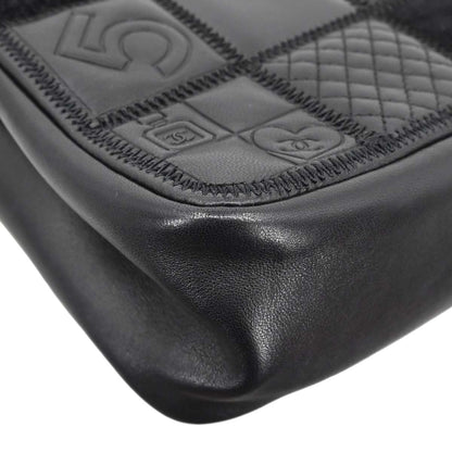 Chanel * 2005-2006 Black Lambskin Icon Patchwork Single Flap Shoulder Bag