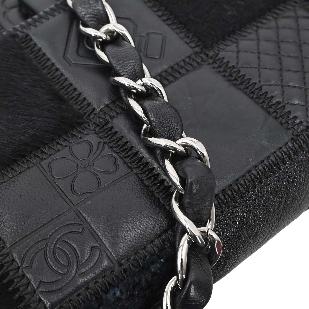 Chanel * 2005-2006 Black Lambskin Icon Patchwork Single Flap Shoulder Bag