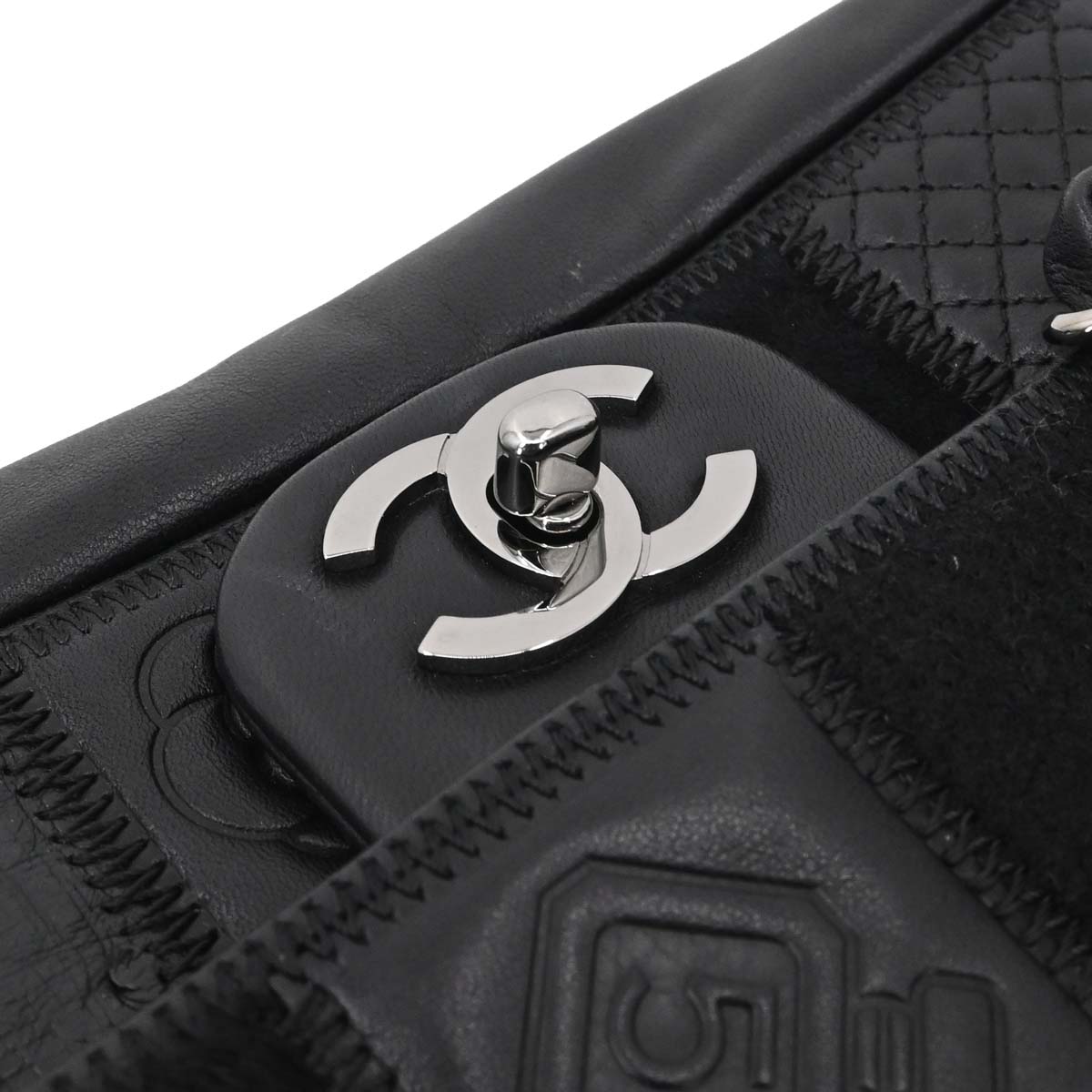 Chanel * 2005-2006 Black Lambskin Icon Patchwork Single Flap Shoulder Bag