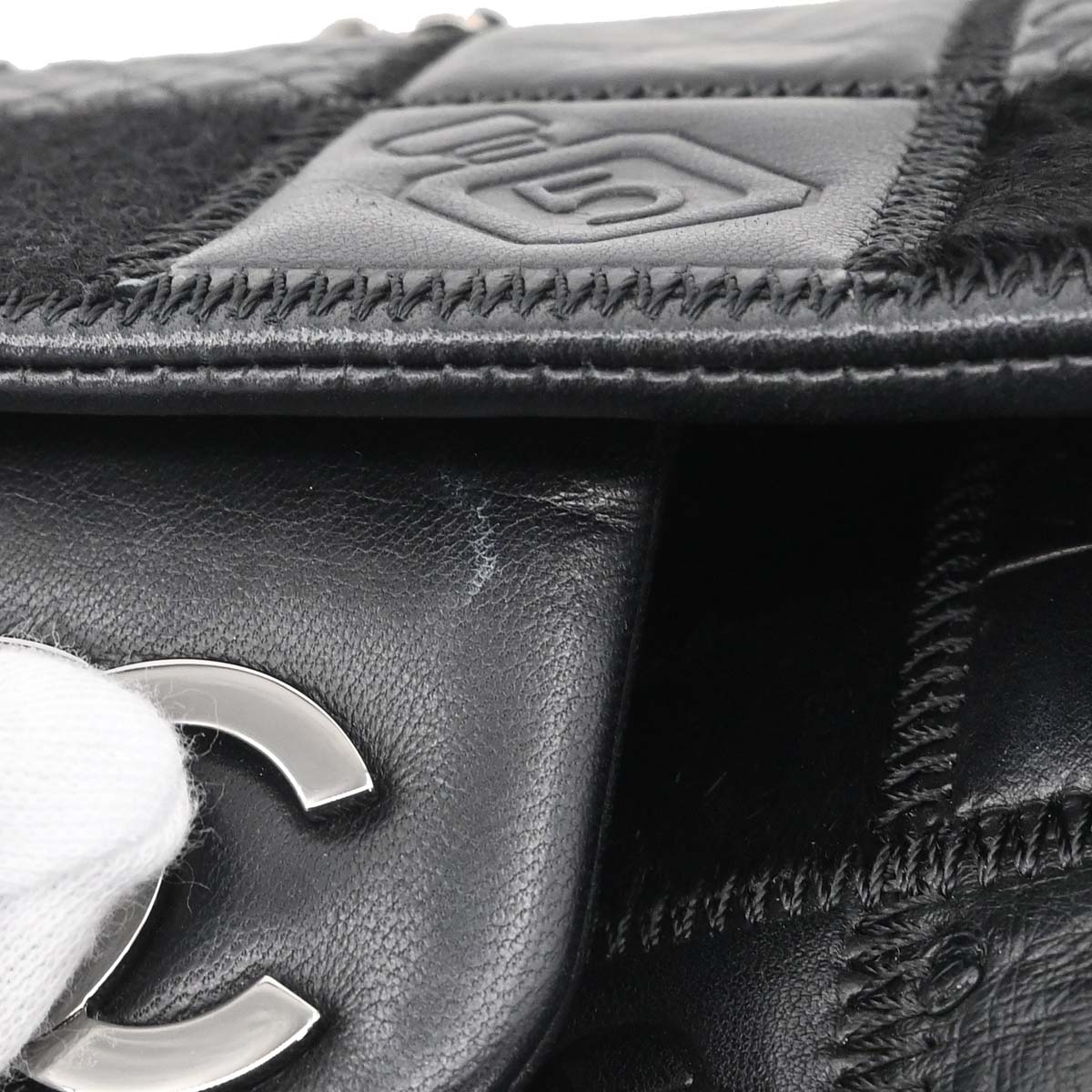 Chanel * 2005-2006 Black Lambskin Icon Patchwork Single Flap Shoulder Bag