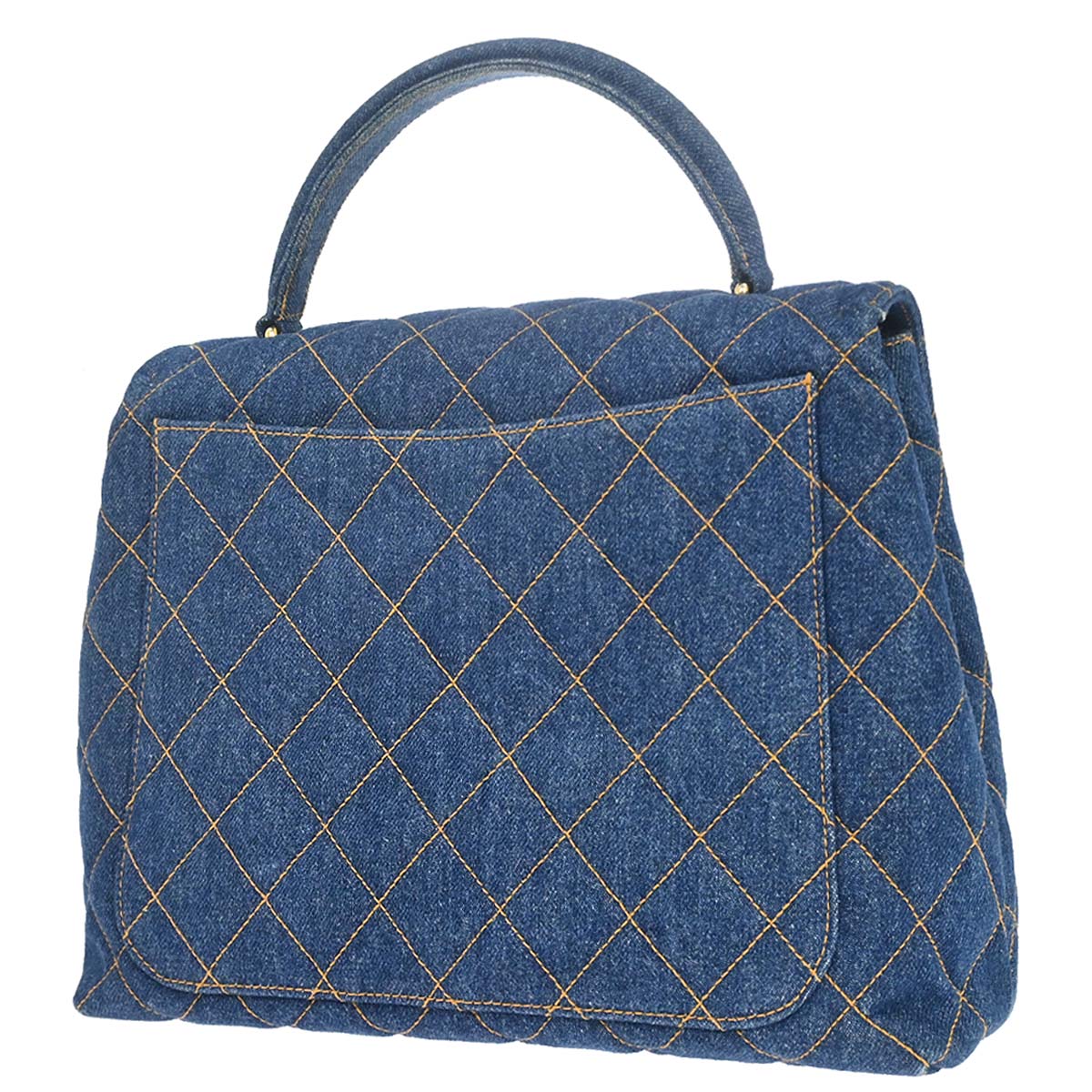 Chanel 1996-1997 Blue Denim Kelly Top Handle Handbag