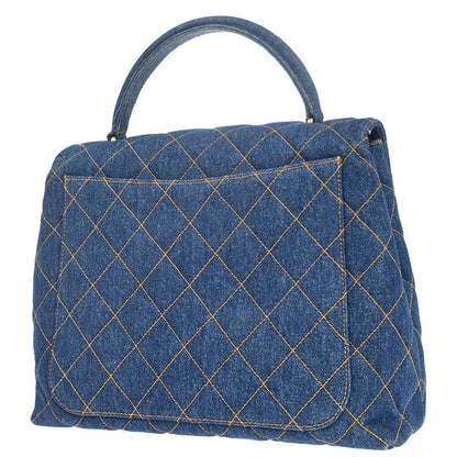 Chanel 1996-1997 Blue Denim Kelly Top Handle Handbag