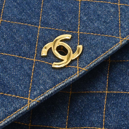 Chanel 1996-1997 Blue Denim Kelly Top Handle Handbag