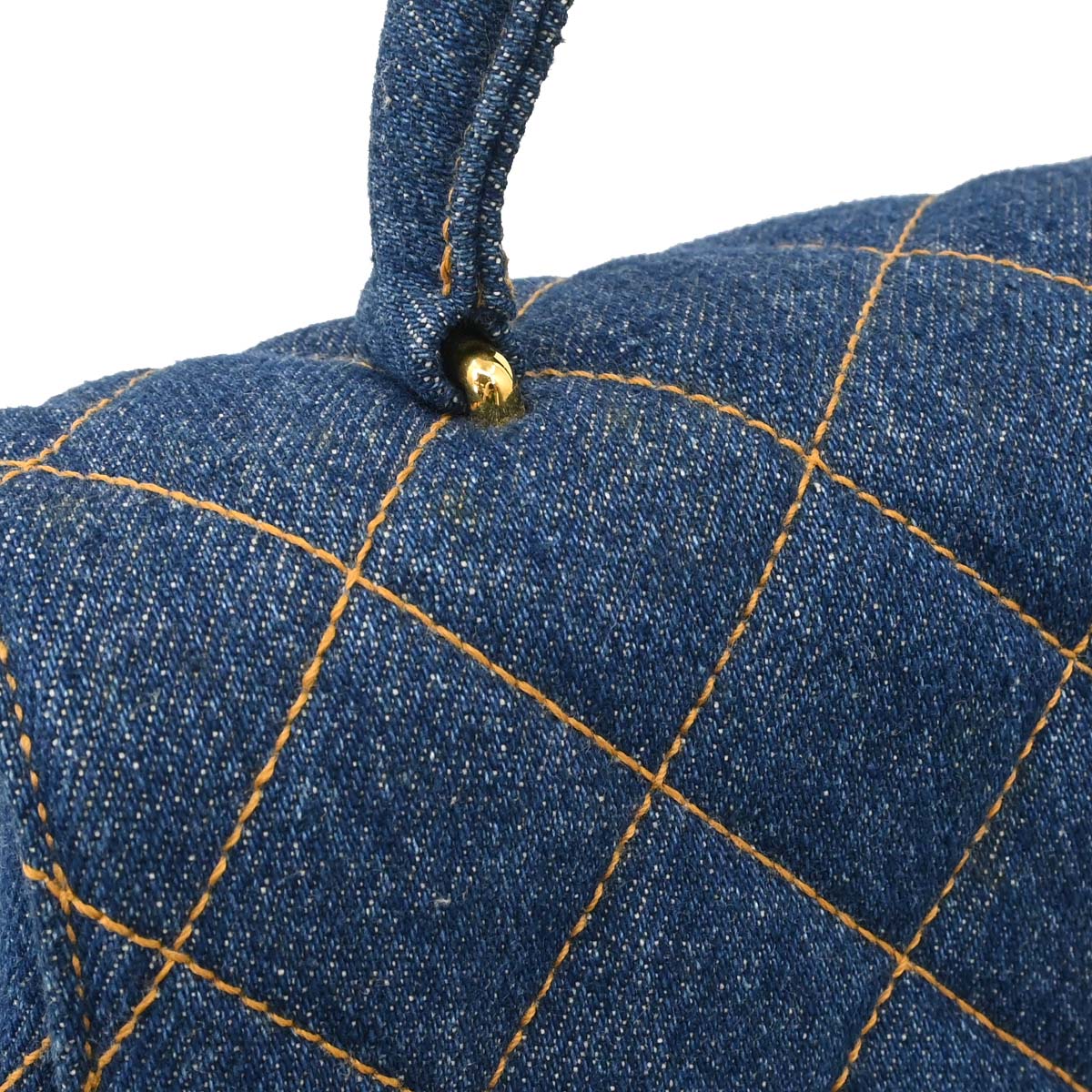 Chanel 1996-1997 Blue Denim Kelly Top Handle Handbag