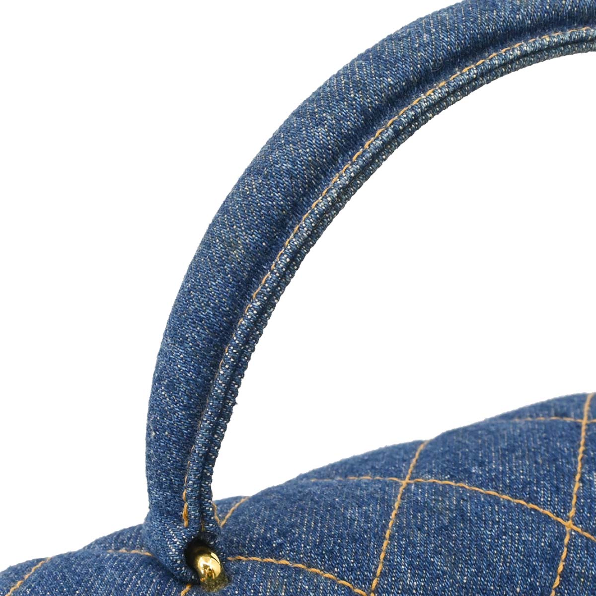 Chanel 1996-1997 Blue Denim Kelly Top Handle Handbag