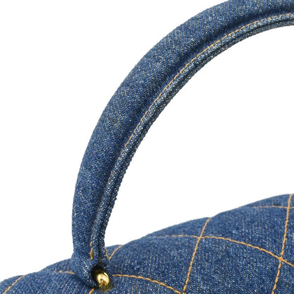 Chanel 1996-1997 Blue Denim Kelly Top Handle Handbag