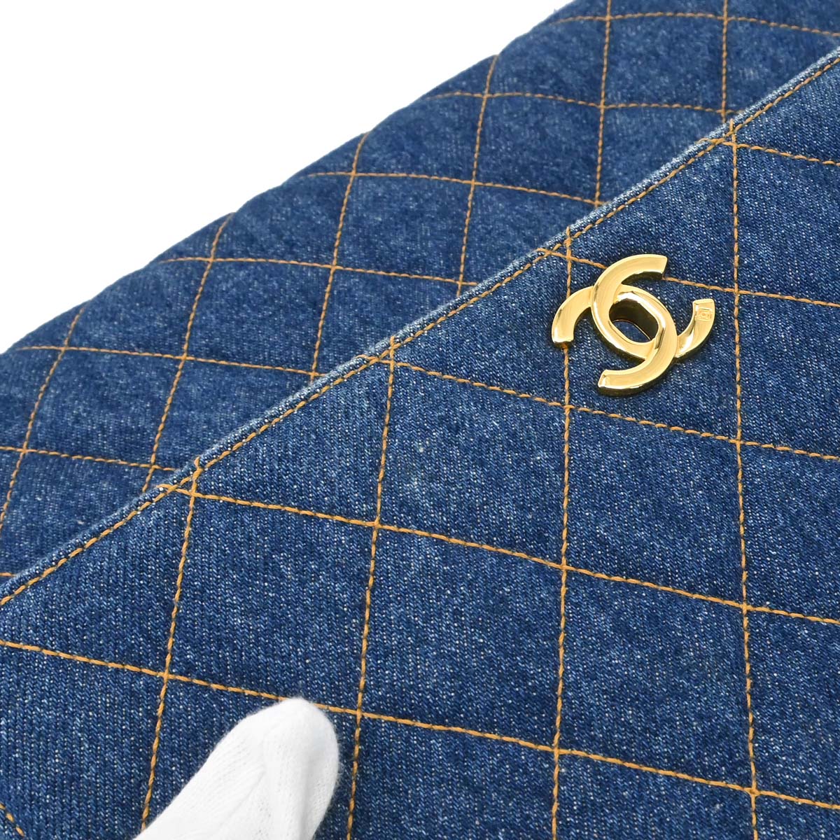 Chanel 1996-1997 Blue Denim Kelly Top Handle Handbag