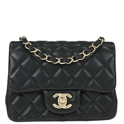 Chanel 2017 Black Lambskin Mini Classic Square Flap Shoulder Bag 17