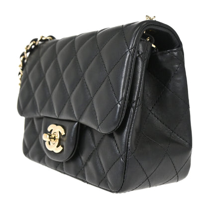 Chanel 2017 Black Lambskin Mini Classic Square Flap Shoulder Bag 17