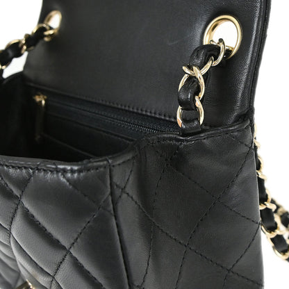 Chanel 2017 Black Lambskin Mini Classic Square Flap Shoulder Bag 17