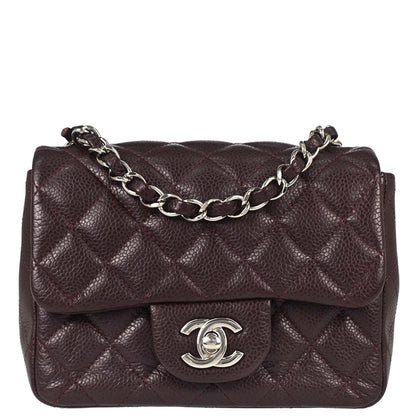Chanel Brown Caviar Skin Mini Classic Square Flap Shoulder Bag 17
