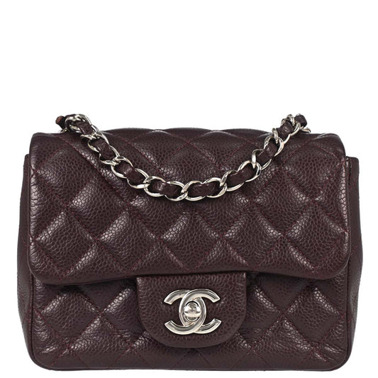 Chanel Brown Caviar Skin Mini Classic Square Flap Shoulder Bag 17
