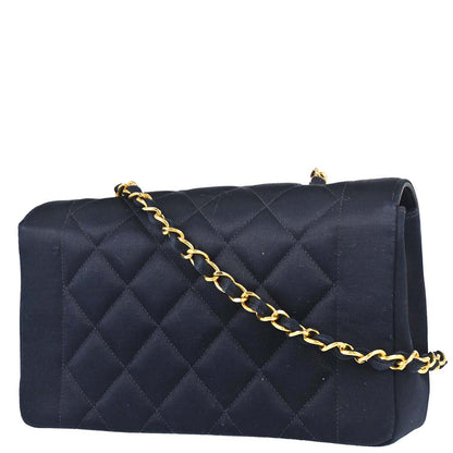 Chanel 1991-1994 Black Satin Small Diana Shoulder Bag