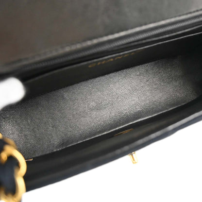 Chanel 1991-1994 Black Satin Small Diana Shoulder Bag