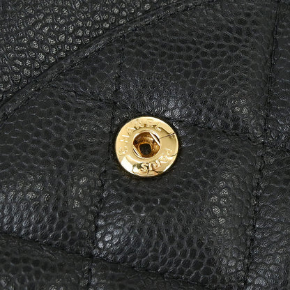 Chanel 2014 Black Caviar Skin Jumbo Classic Double Flap Shoulder Bag