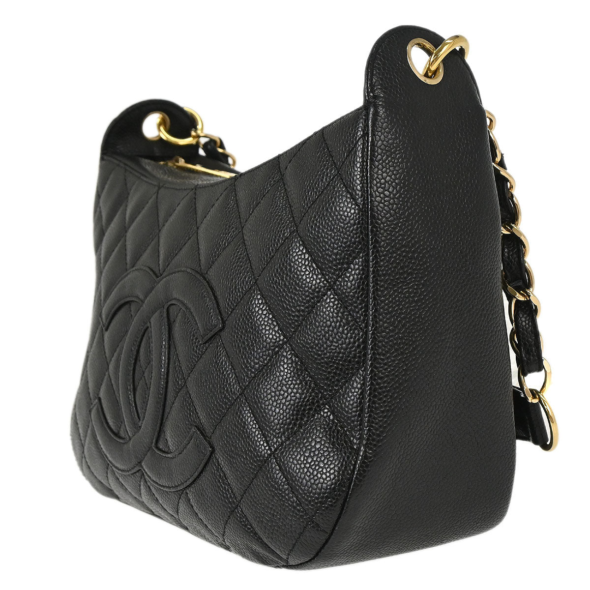 Chanel 2003-2004 Black Caviar Skin Hobo Handbag