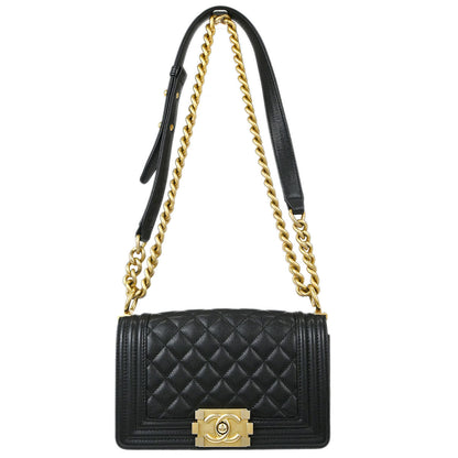 Boy Chanel 2019 Black Caviar Skin Small Chain Shoulder Bag