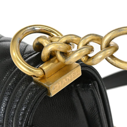 Boy Chanel 2019 Black Caviar Skin Small Chain Shoulder Bag