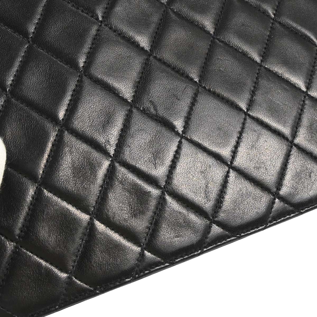 Chanel 1996-1997 Black Lambskin Pushlock Medium Half Flap Shoulder Bag