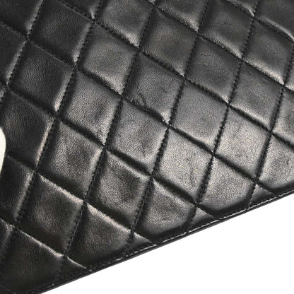 Chanel 1996-1997 Black Lambskin Pushlock Medium Half Flap Shoulder Bag