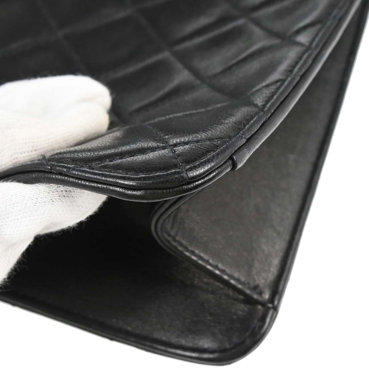 Chanel 1996-1997 Black Lambskin Pushlock Medium Half Flap Shoulder Bag
