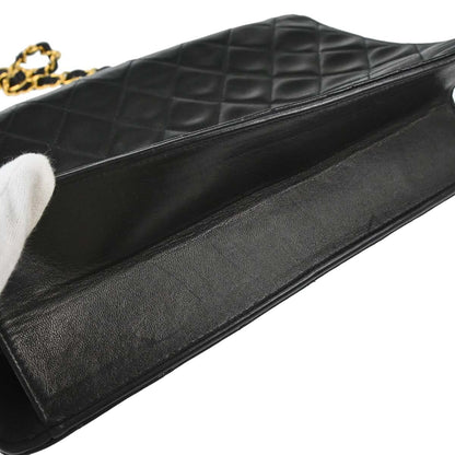 Chanel 1996-1997 Black Lambskin Pushlock Medium Half Flap Shoulder Bag