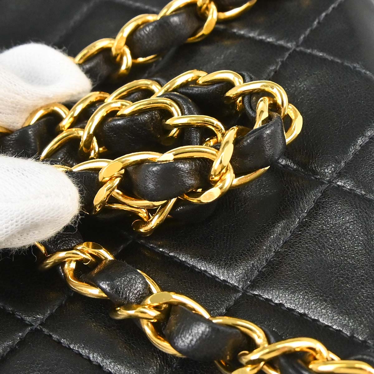 Chanel 1996-1997 Black Lambskin Pushlock Medium Half Flap Shoulder Bag