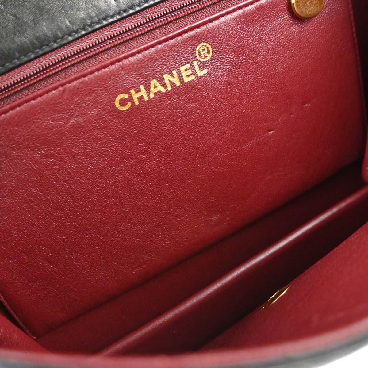 Chanel 1996-1997 Black Lambskin Pushlock Medium Half Flap Shoulder Bag