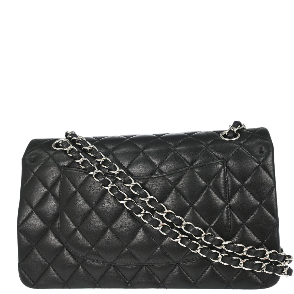Chanel 2009-2010 Black Lambskin Medium Classic Double Flap Shoulder Bag