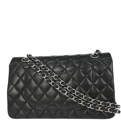 Chanel 2009-2010 Black Lambskin Medium Classic Double Flap Shoulder Bag