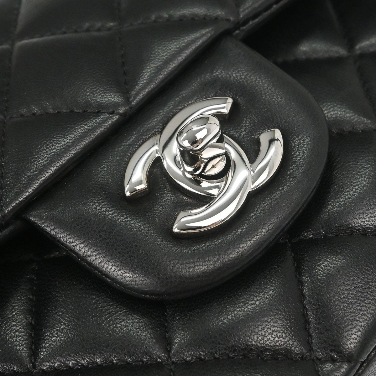 Chanel 2009-2010 Black Lambskin Medium Classic Double Flap Shoulder Bag