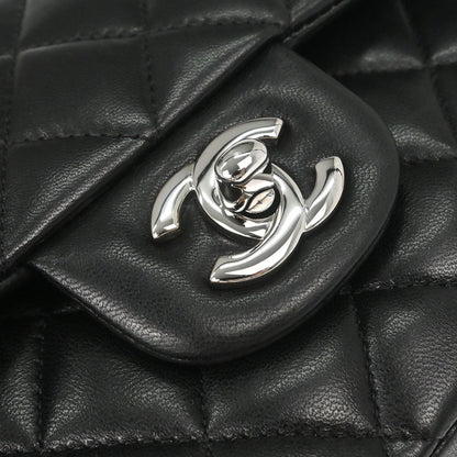 Chanel 2009-2010 Black Lambskin Medium Classic Double Flap Shoulder Bag