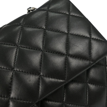 Chanel 2009-2010 Black Lambskin Medium Classic Double Flap Shoulder Bag