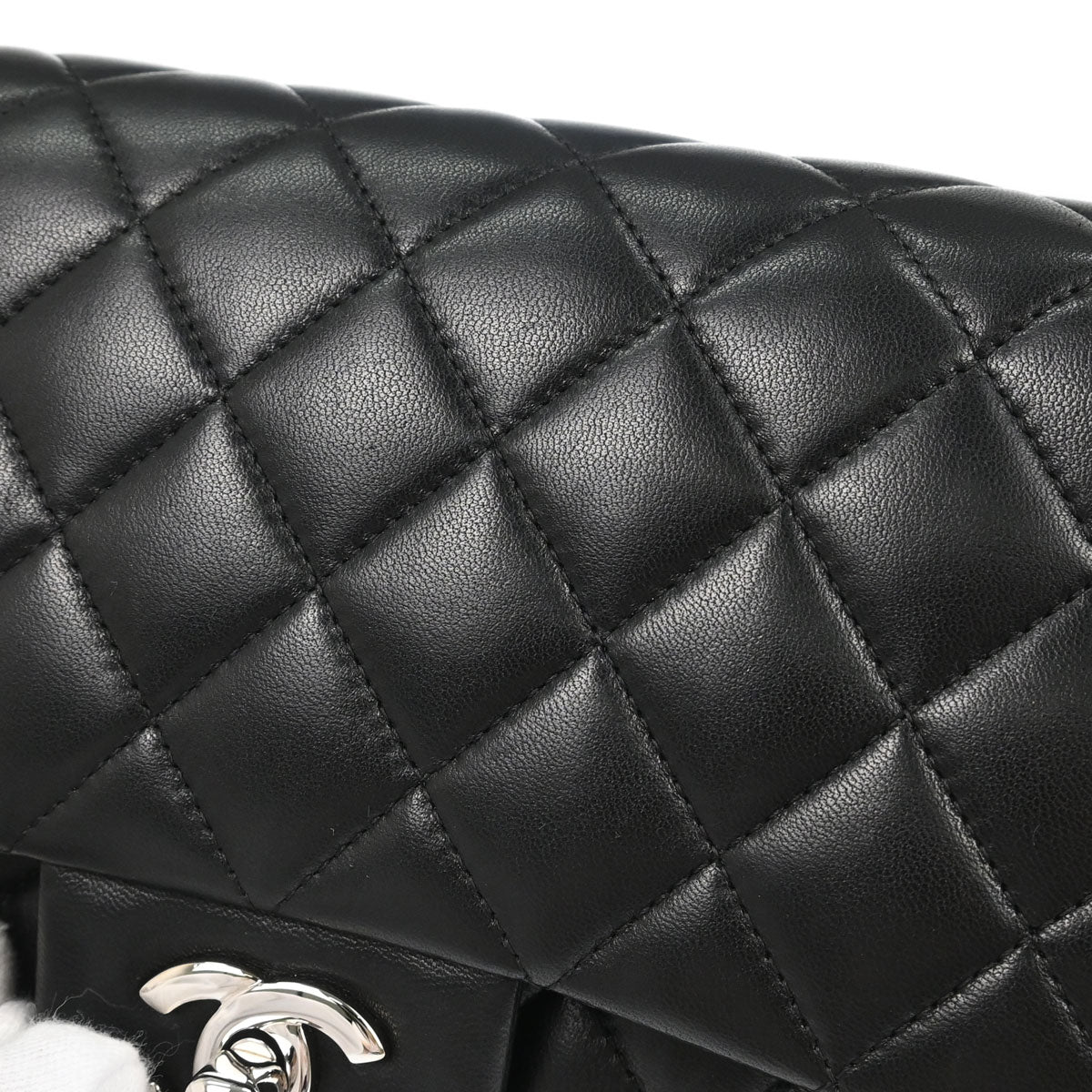 Chanel 2009-2010 Black Lambskin Medium Classic Double Flap Shoulder Bag