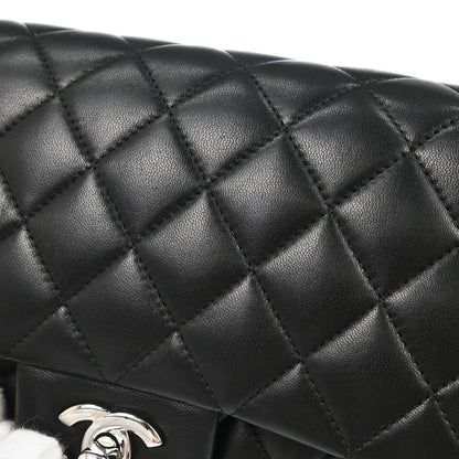 Chanel 2009-2010 Black Lambskin Medium Classic Double Flap Shoulder Bag