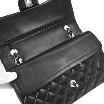 Chanel 2009-2010 Black Lambskin Medium Classic Double Flap Shoulder Bag