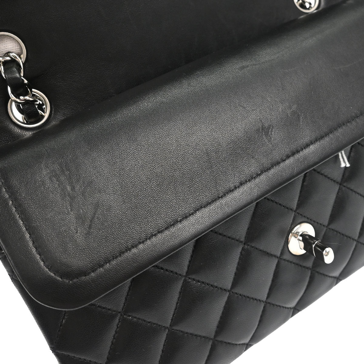 Chanel 2009-2010 Black Lambskin Medium Classic Double Flap Shoulder Bag