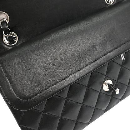Chanel 2009-2010 Black Lambskin Medium Classic Double Flap Shoulder Bag