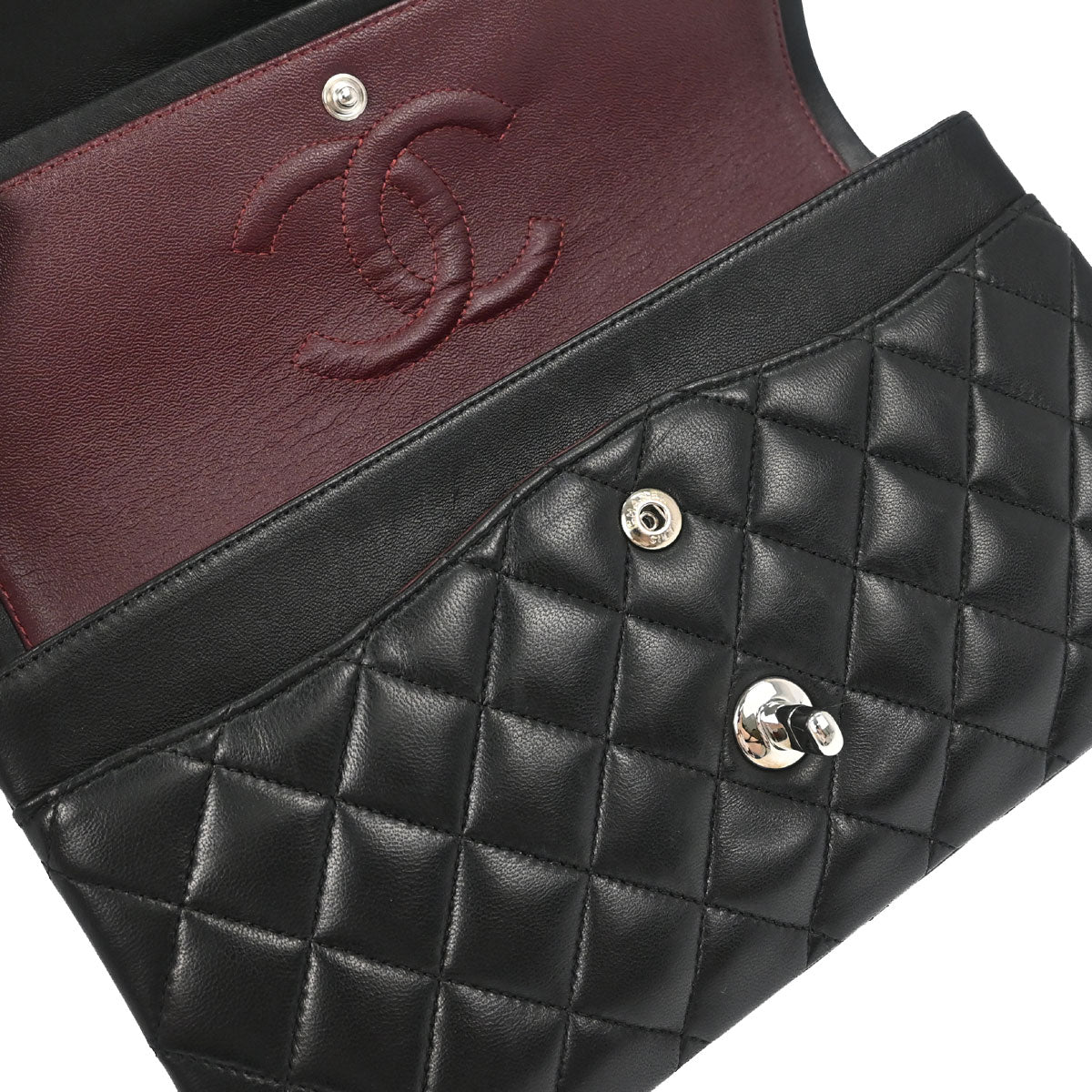 Chanel 2009-2010 Black Lambskin Medium Classic Double Flap Shoulder Bag
