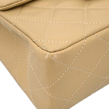 Chanel 1989-1991 Beige Lambskin Mini Classic Square Flap Shoulder Bag 17