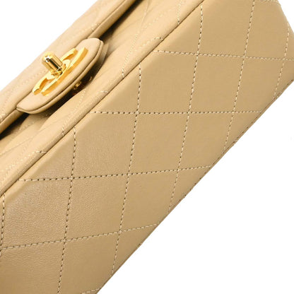Chanel 1989-1991 Beige Lambskin Mini Classic Square Flap Shoulder Bag 17