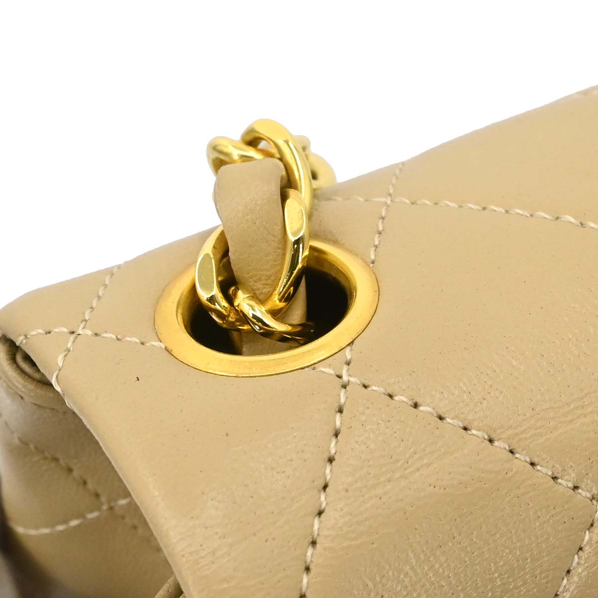 Chanel 1989-1991 Beige Lambskin Mini Classic Square Flap Shoulder Bag 17