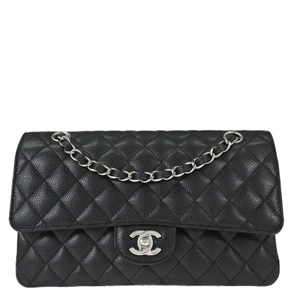 Chanel 2012-2013 Black Caviar Skin Medium Classic Double Flap Shoulder Bag