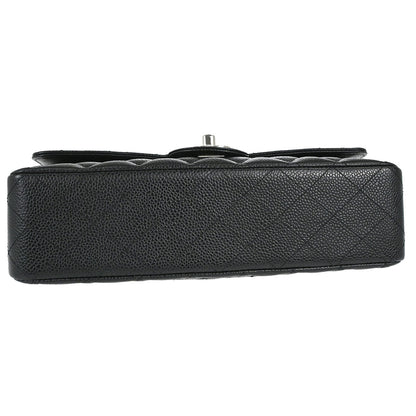 Chanel 2012-2013 Black Caviar Skin Medium Classic Double Flap Shoulder Bag