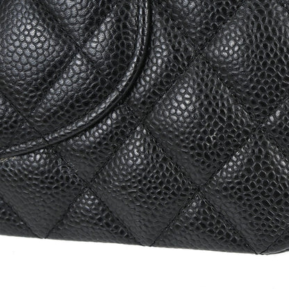 Chanel 2012-2013 Black Caviar Skin Medium Classic Double Flap Shoulder Bag