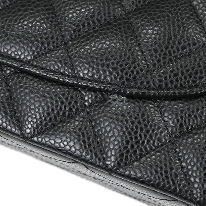 Chanel 2012-2013 Black Caviar Skin Medium Classic Double Flap Shoulder Bag