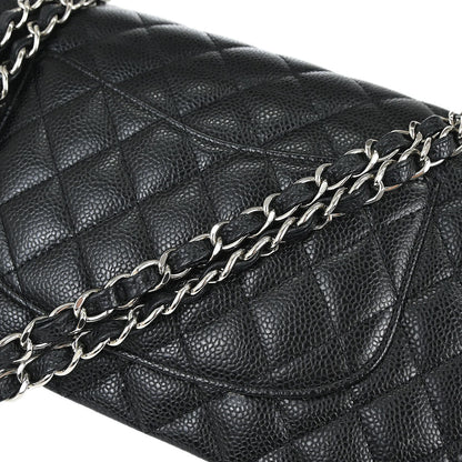 Chanel 2012-2013 Black Caviar Skin Medium Classic Double Flap Shoulder Bag