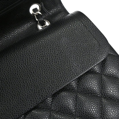 Chanel 2012-2013 Black Caviar Skin Medium Classic Double Flap Shoulder Bag