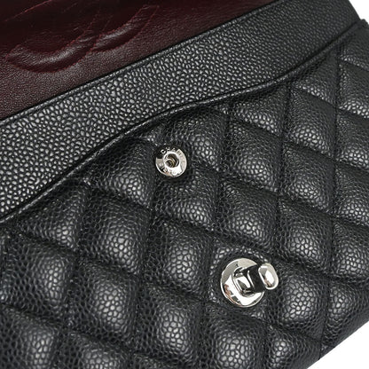 Chanel 2012-2013 Black Caviar Skin Medium Classic Double Flap Shoulder Bag